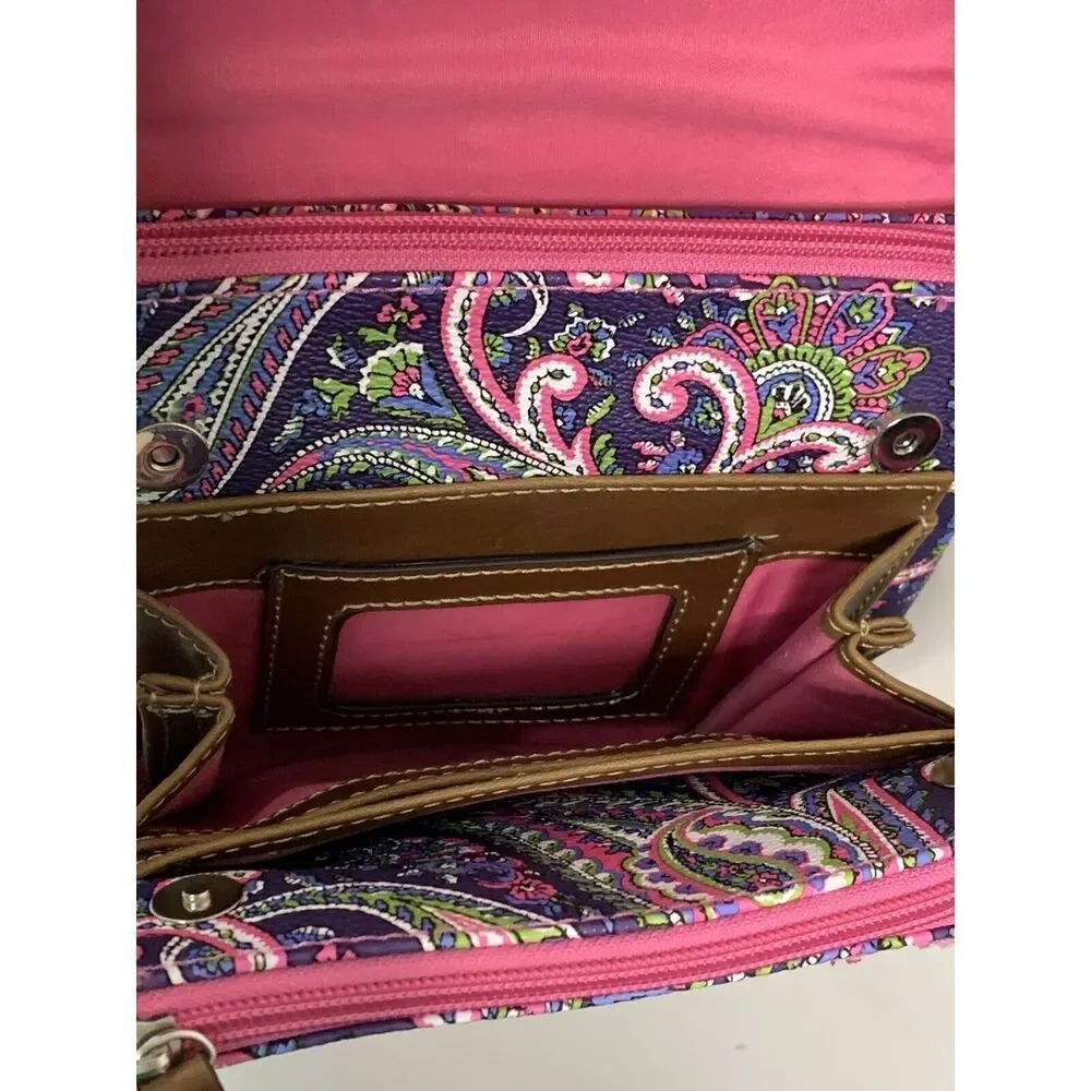 Chaps Paisley Small Cross Body Shoulder Strap Purse Multi-pockets